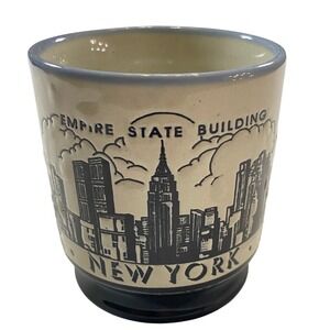 Vintage New York City Skyline Empire State Building Twin Towers Ceramic Mug